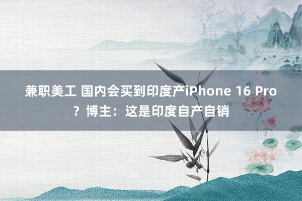 兼职美工 国内会买到印度产iPhone 16 Pro？博主：这是印度自产自销