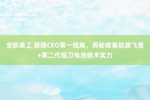 全职美工 跟随CEO第一视角，揭秘蜂巢能源飞叠+第二代短刀电池技术实力